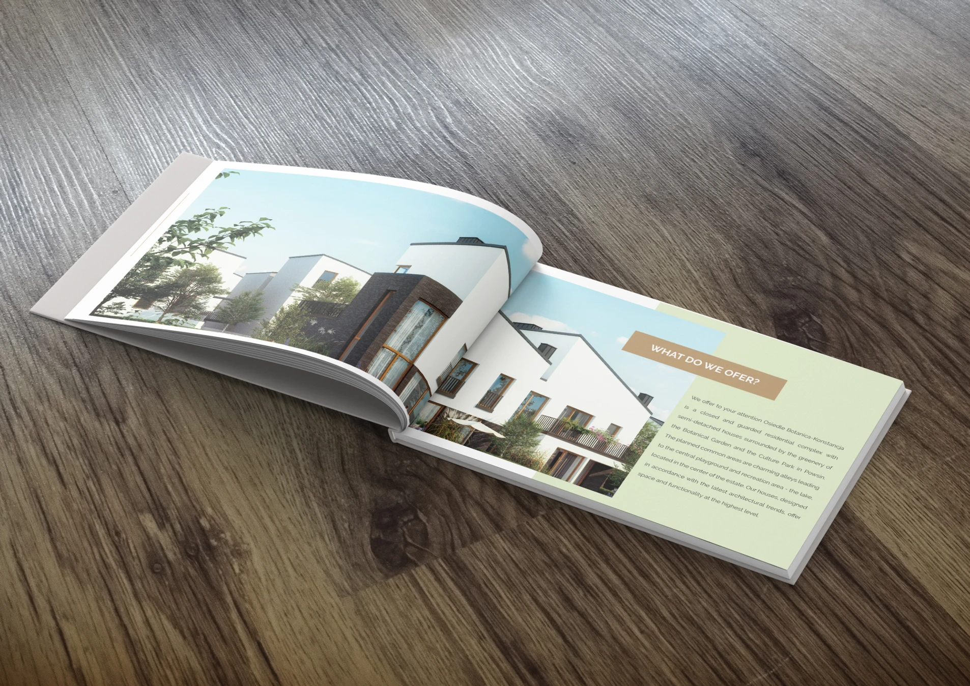 Sales book for Botanica Konstanja's eco-friendly cottage village, featuring premium design and informative content.