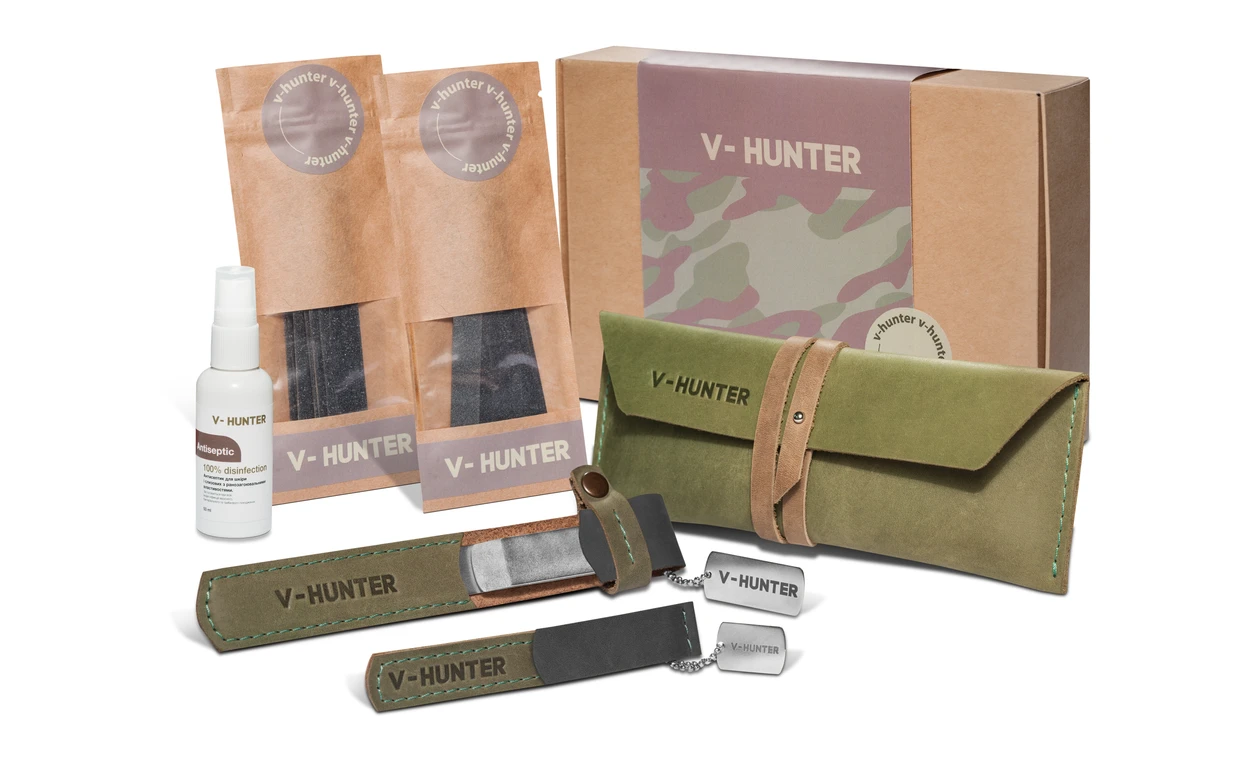 V-Hunter Manicure Set Packaging Design with Leather Case