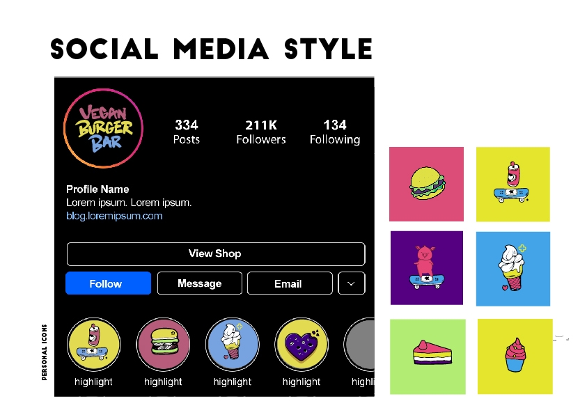 Vegan Burger Bar Instagram Icons Design
